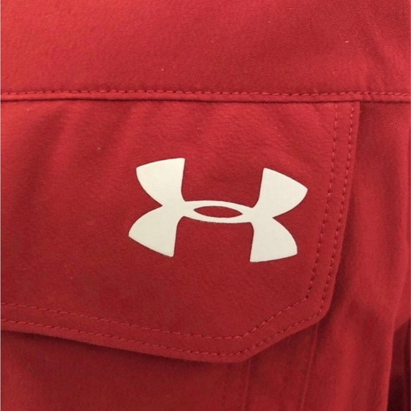Under Armour Large L UPF 50+ maroon moisture wick vented button logo shirt NWT - Picture 3 of 10